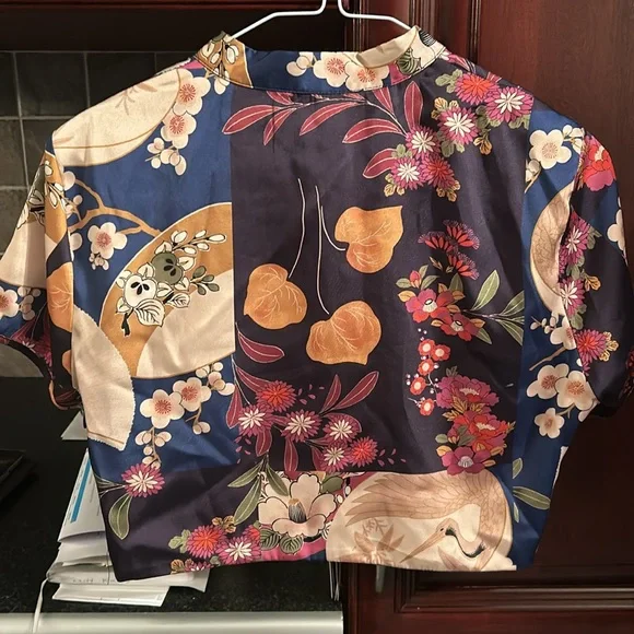 ZARA satin effect printed crop top size small - Picture 9 of 10